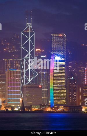Victoria Harbour und die Skyline von Hong Kong, Hong Kong, China Stockfoto