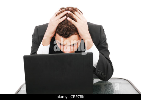 Besorgt Geschäftsmann mit Papierkram stressigen Geschäftsleben Stockfoto