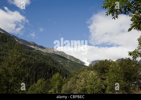 Blick auf Monte Rosa von Pecetto in der Nähe von Macugnaga, Italien. Stockfoto