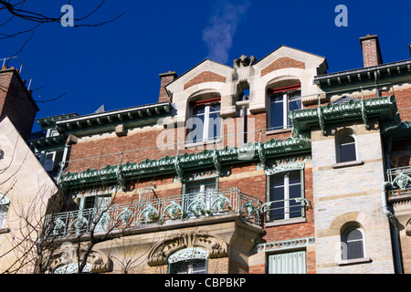 Detail des Castel Béranger von Hector Guimard, Paris, Frankreich Stockfoto