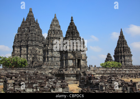 Prambanan ist eine neunte Jahrhundert Hindu-Tempel Verbindung in Zentraljava, Indonesien, Stockfoto