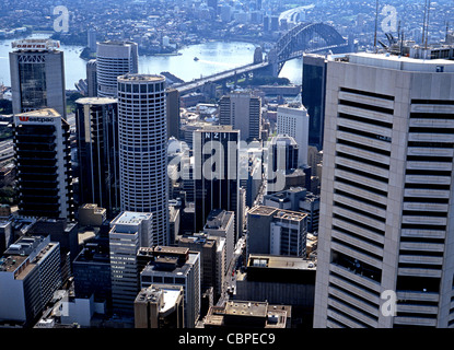 Cenre Blick auf die Stadt vom Centre Point Tower, Sydney, New South Wales, Australien. Stockfoto