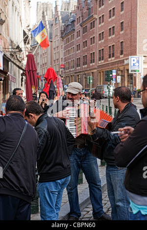 Straßenmusikanten in Brüssel Stockfoto