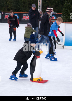 Lernen zu dem Spiel Eis Stockfoto