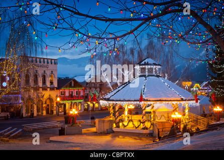 Weihnachtsbeleuchtung in der westlichen Washington Leavenworth Stockfoto