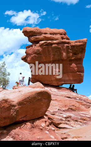 Colorado Springs Colorado Garten der Götter Nationalpark Balanced Rock Attraktion Boulder Stockfoto