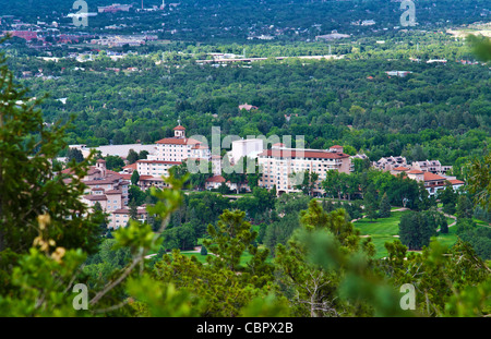 Broadmoor Hotel in Colorado Springs Colorado von oben Stockfoto