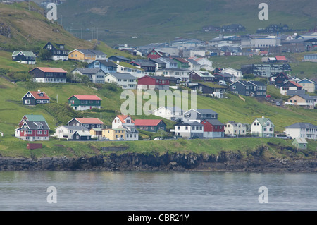 Königreich Dänemark, Nordatlantik, Färöer. Insel Streymoy, Hauptstadt torshavn. traditionellen Blick auf die Landschaft. Stockfoto