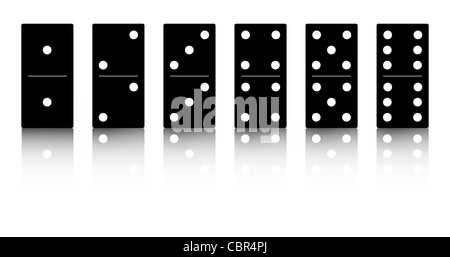 Domino-schwarze Set Vektor-Illustration auf weißem Hintergrund Stockfoto