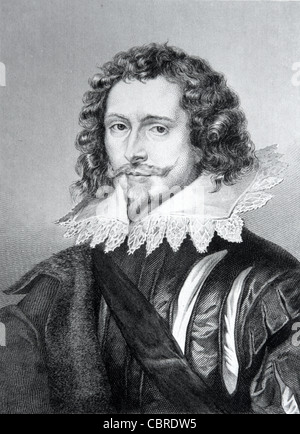 Portrait of George Villiers, First Duke of Buckingham (1592-1628) englischer Politiker & Royal Courtier, England mit Ruff Colar. Vintage Illustration oder Gravur Stockfoto