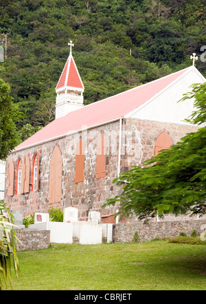 Stein Kirchenarchitektur Windwardside Saba Niederländische Antillen Stockfoto