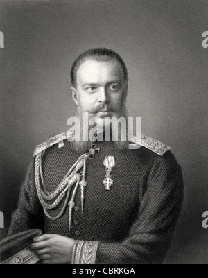 Alexander III. Von Russland (1845-1894) Alexandrowitsch Romanow, Kaiser von Russland (1881-1894) der Friedensstifter C19. Gravur Porträt oder Vintage Illustration Stockfoto