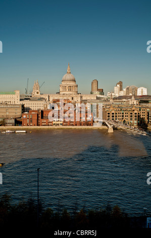 Blick vom Mitglieder-Lounge in der Tate Modern, London. Mit Blick auf St. Pauls Cathedral. Stockfoto