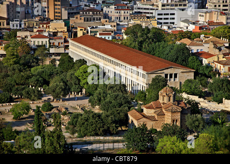 Panorama, teilweise Ansicht der Großteil der antiken Agora von Athen, Griechenland Stockfoto