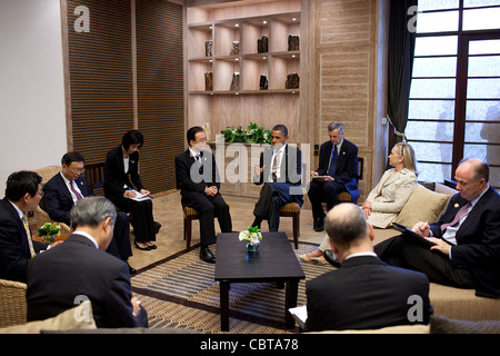 Präsident Barack Obama trifft sich mit Premier Wen Jiabao Chinas 18. November 2011 in Nusa Dua, Bali, Indonesien. Stockfoto