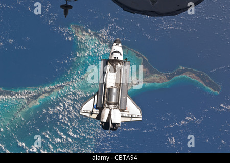 Space Shuttle Atlantis über Bahamas 10. Juli 2011 Stockfoto