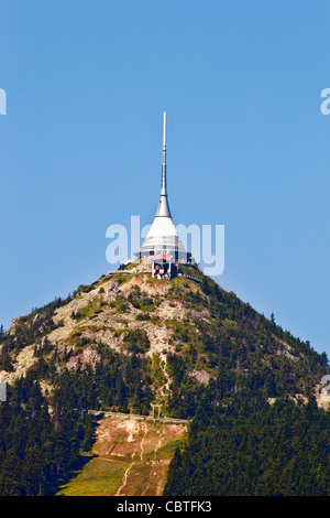 Tschechische Republik, Liberec - Ještěd - 1012 hohen Fernsehturm und Hotel - Architekt hubacek Stockfoto