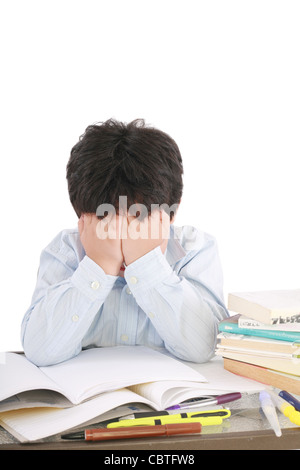 Betonte Schüler lernen im Klassenzimmer Stockfoto