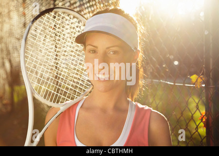 Nahaufnahme des Lächelns Tennisspieler Stockfoto