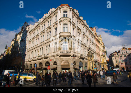 Ecke Parizska und Altstädter Ring Prag Tschechische Republik Europa Stockfoto