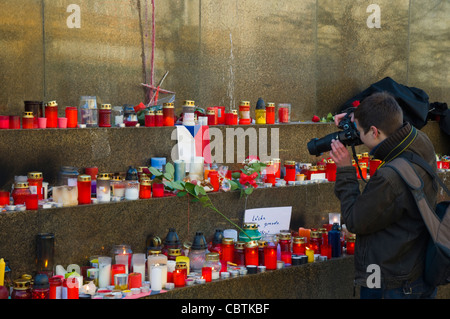 Vaclav Havel in memoriam Vaclavske Namesti Wenzelsplatz Prag Tschechien Mitteleuropa Stockfoto