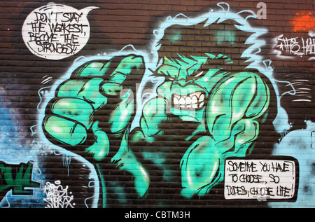 Hulk auf einen Grafiti an einer Wand Stockfoto