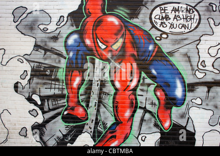 Spiderman-Graffiti an der Wand, motivation Stockfoto