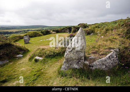 Chysauster Eisenzeitdorf in der Nähe von Penzance, Cornwall, UK Stockfoto