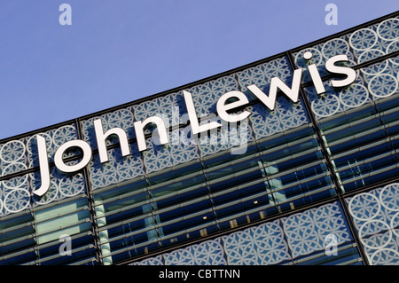 John Lewis Department Store Zeichen, Einkaufszentrum Westfield Stratford, London, England, UK Stockfoto