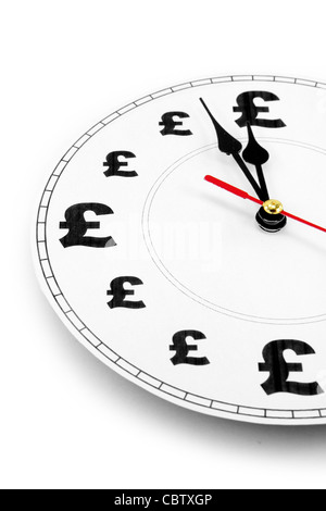 Uhr und Pfund Zeichen, Zeit ist Geld Stockfoto