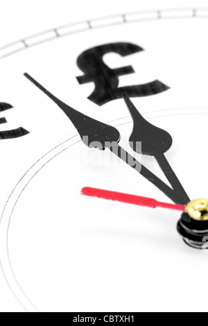 Uhr und Pfund Zeichen, Zeit ist Geld Stockfoto