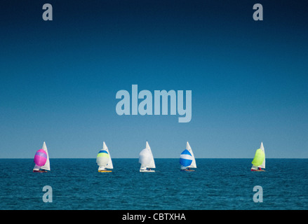 Segelboote, Teilnahme an Filey Regatta, North Yorkshire, UK. Stockfoto