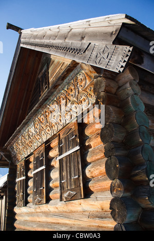 Nahaufnahme Foto des Hauses aus Holz gebaut Stockfoto