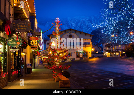 Weihnachtsbeleuchtung in der westlichen Washington Leavenworth Stockfoto