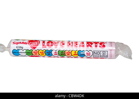 Paket von Swizzels Matlow Love Hearts traditionellen Süßigkeiten Stockfoto