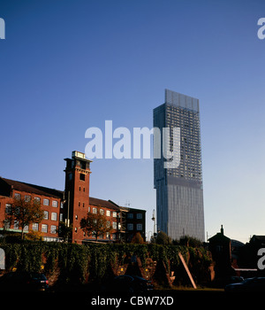 Beetham Tower und Hilton Hotel Deansgate aus Castlefield Manchester England Stockfoto