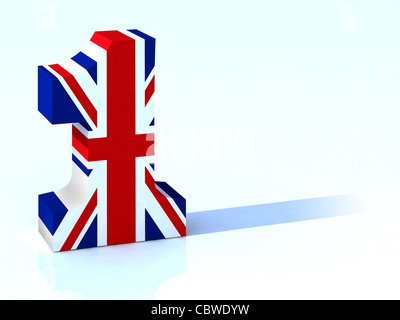 3D Nummer eins mit englischer Flagge Stockfoto