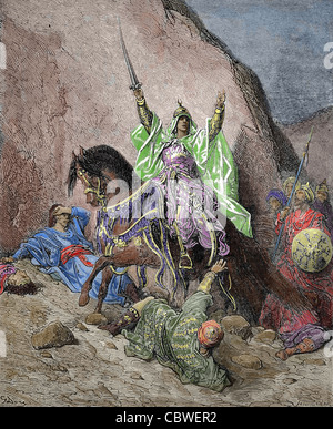 Saladin der Türke (1138-1193). Erste Sultan von Ägypten und Syrien. Siegreiche Saladin, von Gustave Dore. Farbige Gravur. Stockfoto