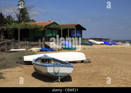 Auster Hütten, Sektor Aiguillon in Arcachon, La Teste De Buch, Frankreich Stockfoto