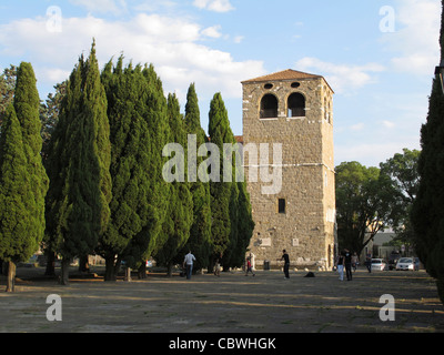 Der Glockenturm der Kathedrale von Saint Justus. Stockfoto