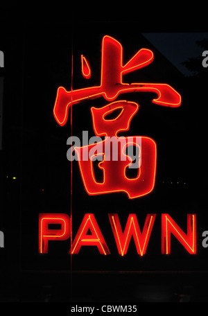 Pawn Shop Leuchtreklame, Singapur. Stockfoto