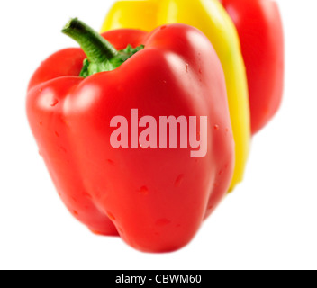 rote und gelbe Paprika, Nahaufnahme Stockfoto