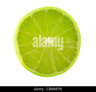 ein Stück vom Kalk isoliert auf weißem Hintergrund Stockfoto