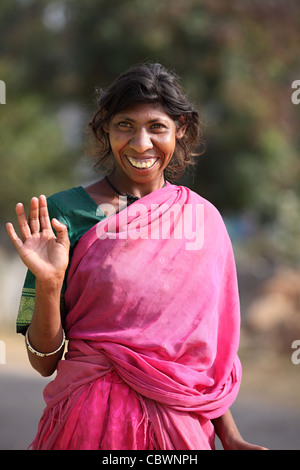 Geistiger Behinderung und unglaublich süß Frau in Andhra Pradesh in Indien Stockfoto