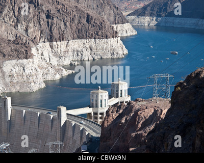 Hoover-Staudamm und Lake Mead in Südnevada. Stockfoto