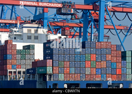 Container terminal Burchardkai im Hamburger Hafen, Deutschland Stockfoto