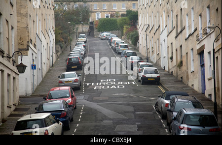 Keine durch Straße Straßenschild auf steilen Thomas Street, Walcot, Bath, England Stockfoto