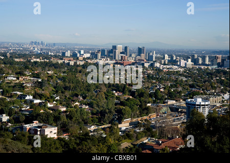 Ansicht von Century City und der Innenstadt von Los Angeles aus dem Getty Stockfoto