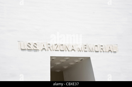 Eingang zum Arizona memorial Stockfoto