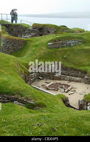 Schottland, Orkney-Inseln, Festland, Stromness. Siedlung aus der Jungsteinzeit Stein von Skara Brae, ca. 3100-2500 v. Chr.. Stockfoto